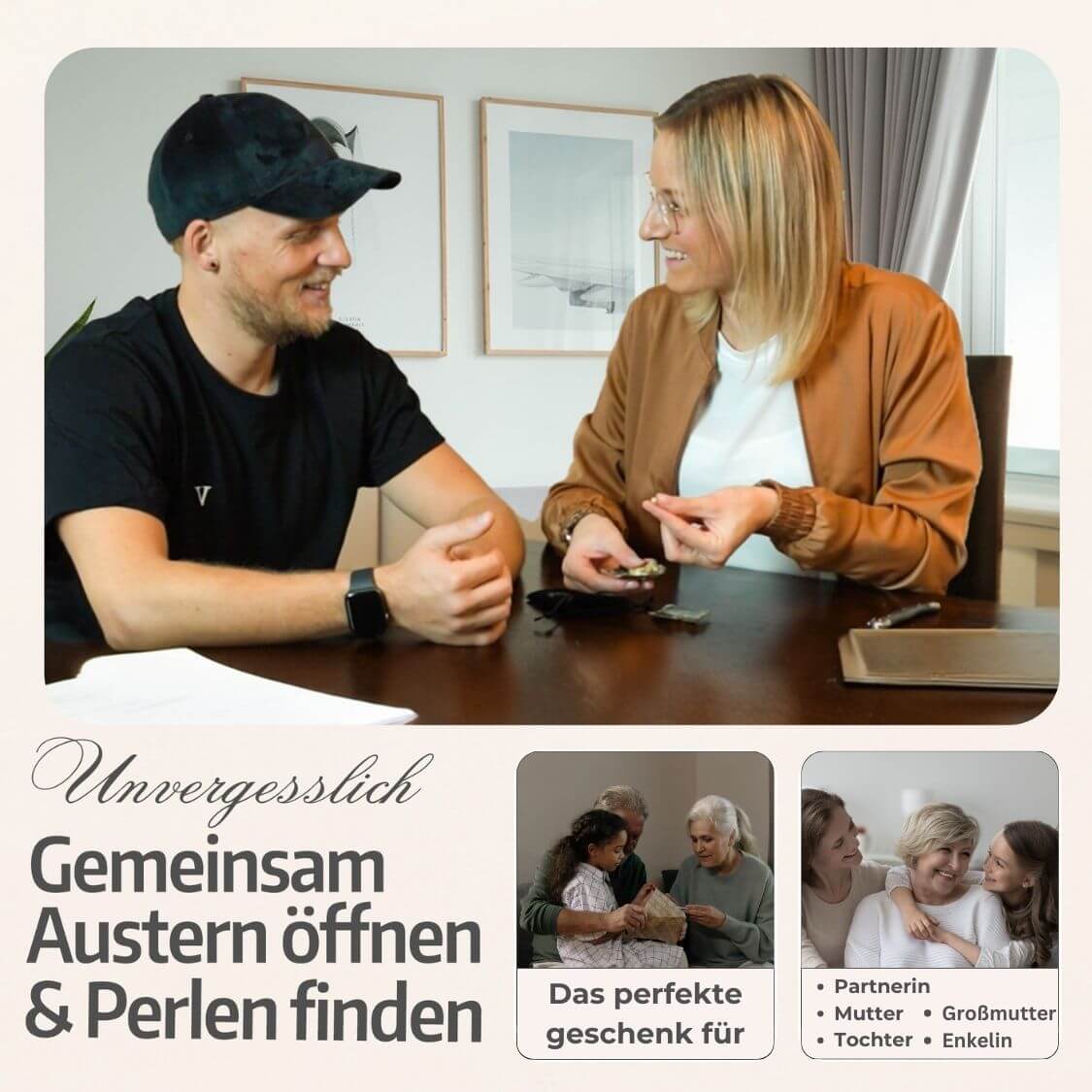 Set Dualis Collier & Boucles d'oreilles + 4 huîtres.