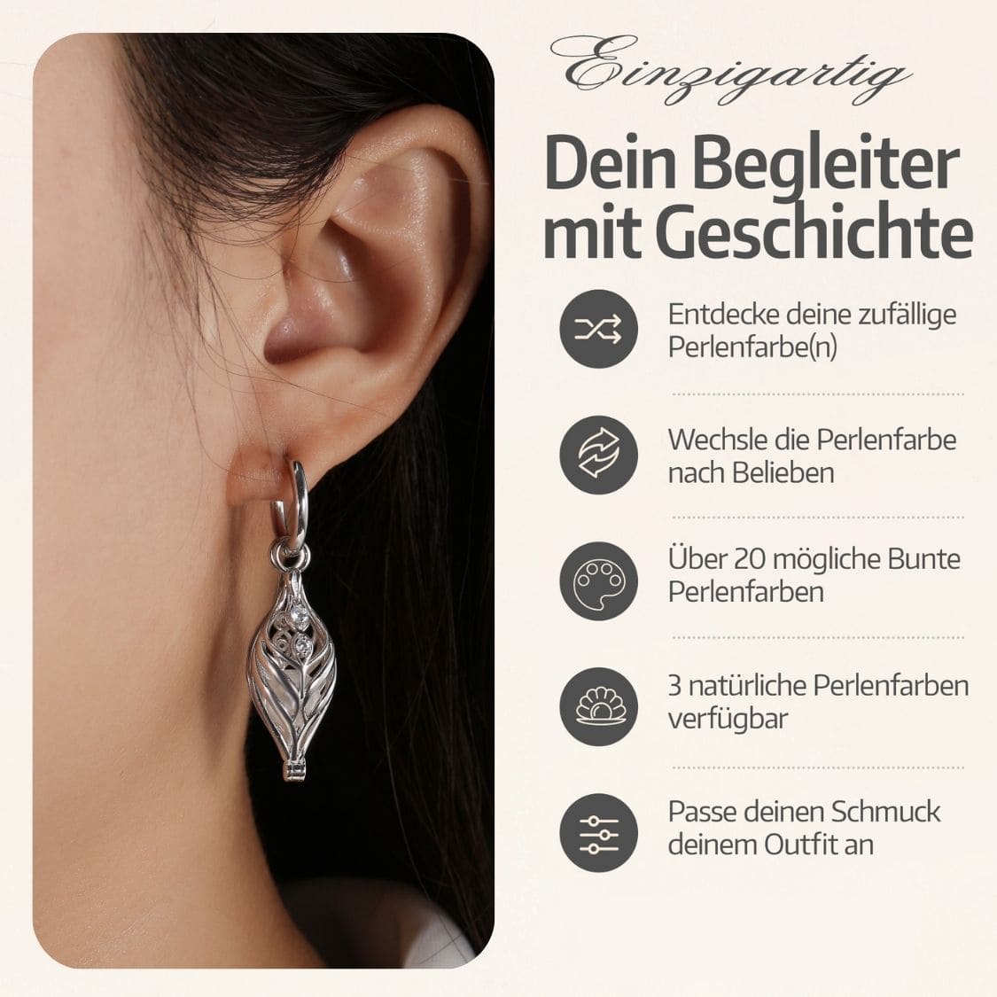Boucles d'oreilles Dualis + 2 huîtres