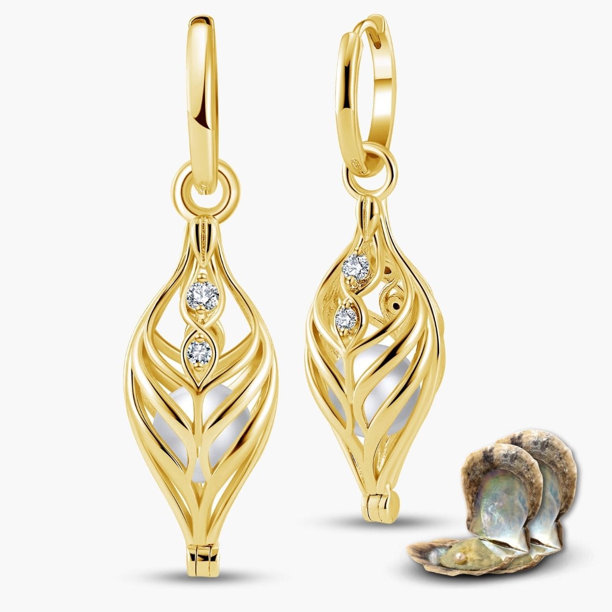 Boucles d'oreilles Dualis + 2 huîtres