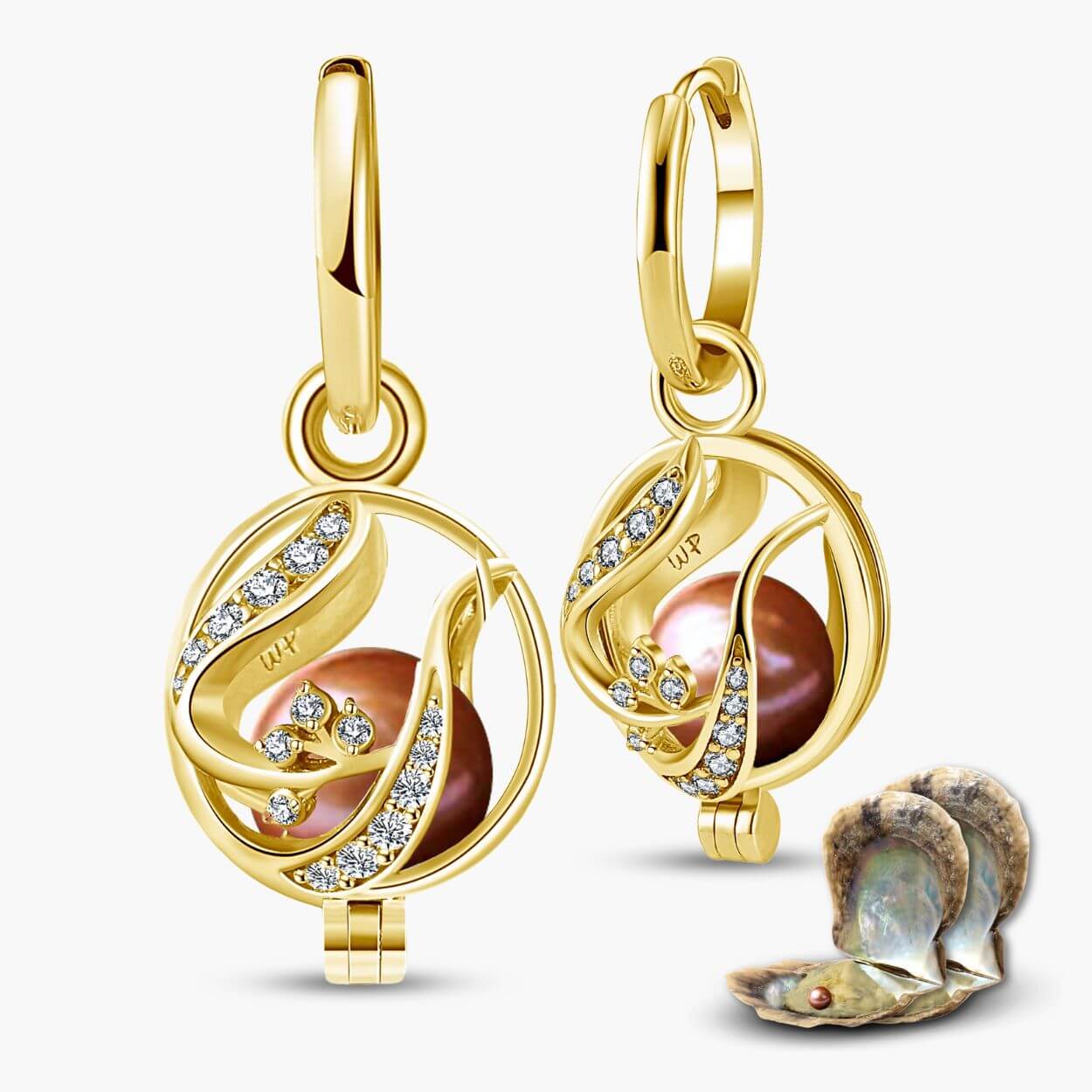 Boucles d'oreilles Floral + 2 huîtres.