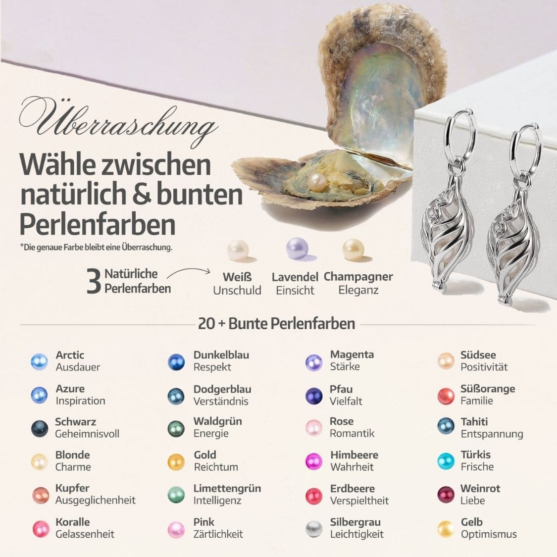 Boucles d'oreilles Dualis + 2 huîtres
