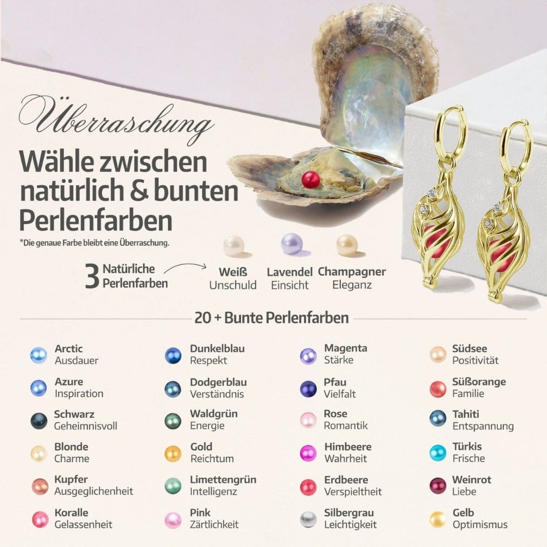 Boucles d'oreilles Dualis + 2 huîtres