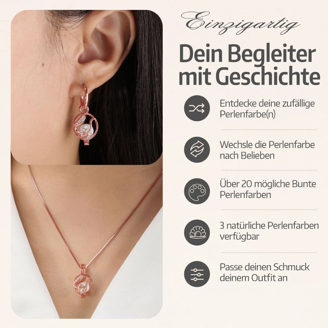 Collier &amp; boucles d'oreilles fleuries + 3 huîtres