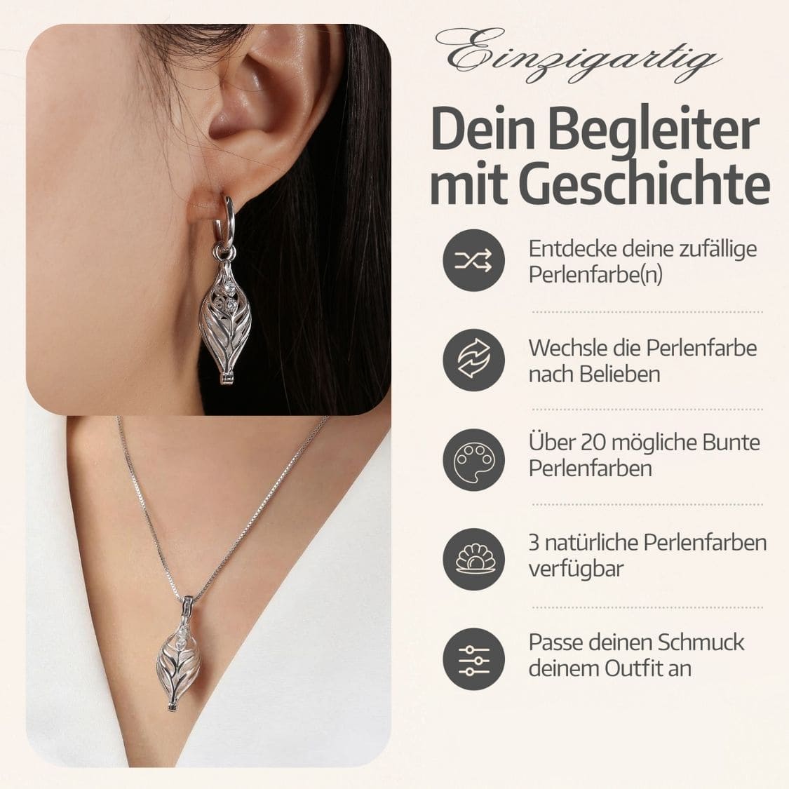 Set Dualis Collier & Boucles d'oreilles + 4 huîtres.