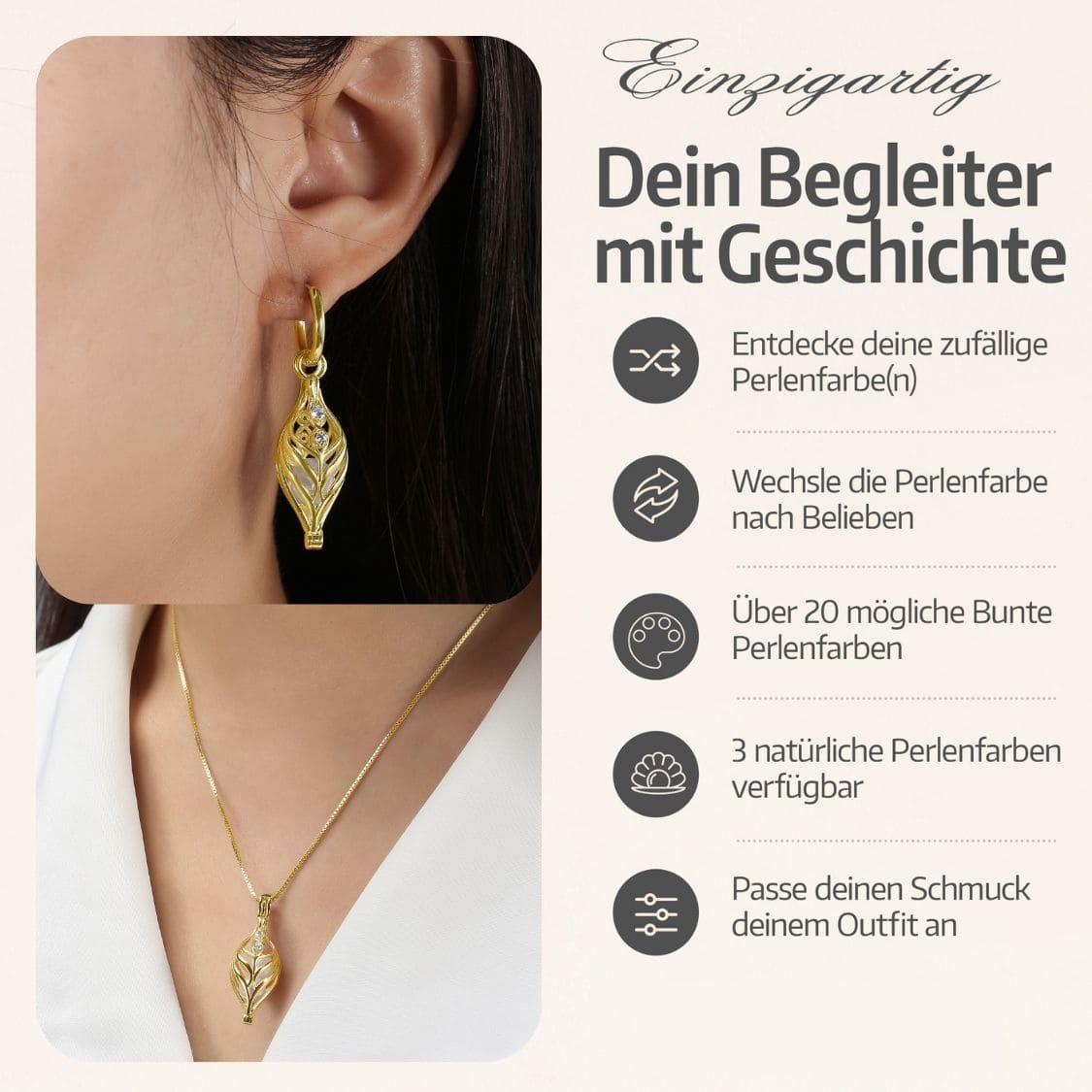 Set Dualis Collier & Boucles d'oreilles + 4 huîtres.