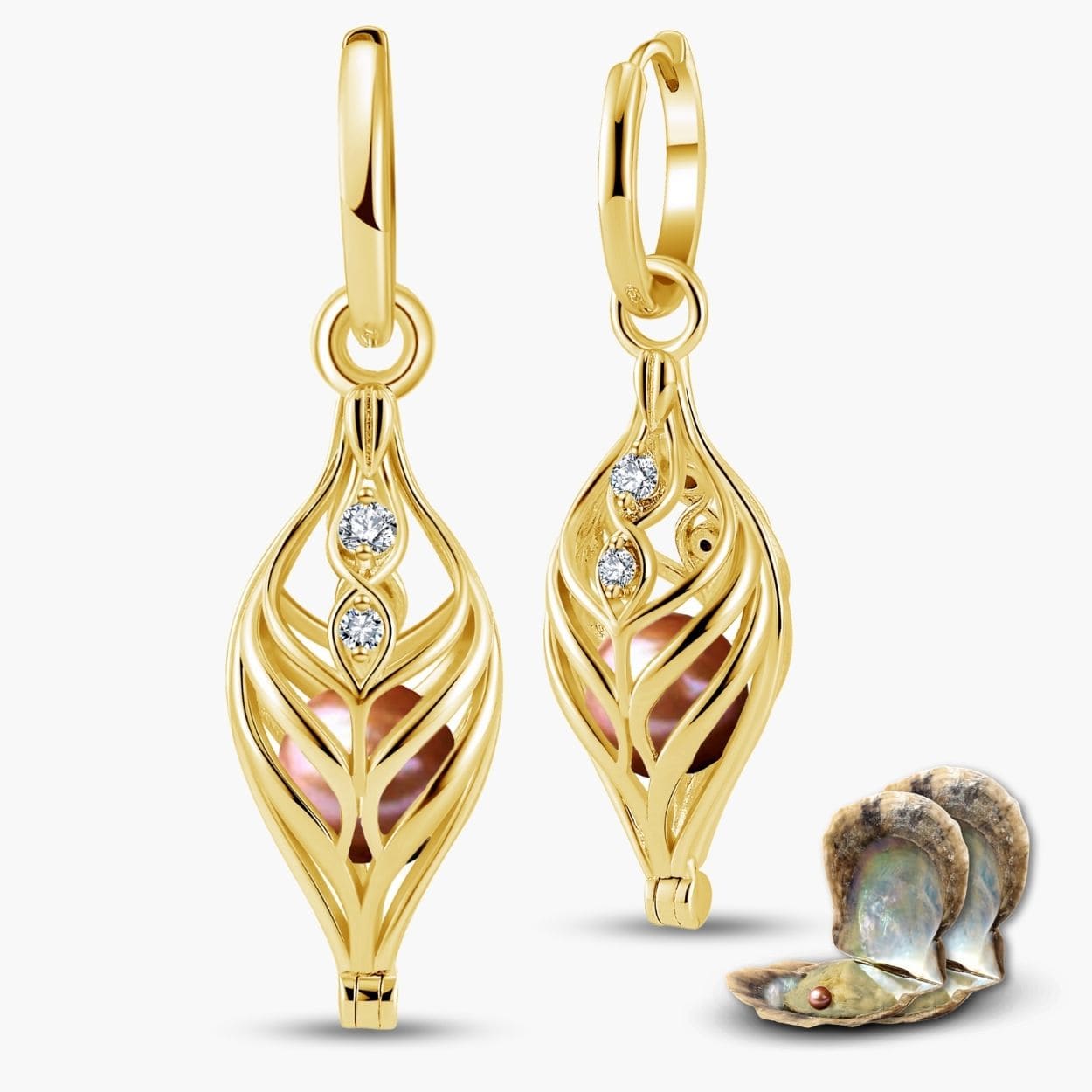 Boucles d'oreilles Dualis + 2 huîtres