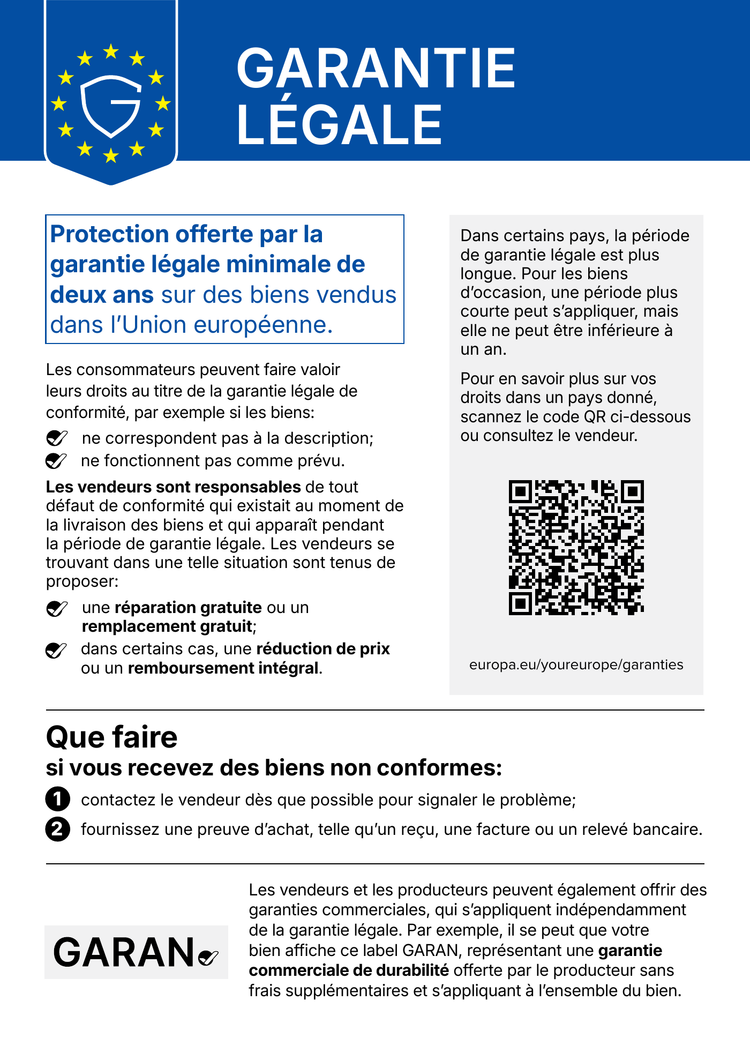 Avis UE : garantie légale de conformité