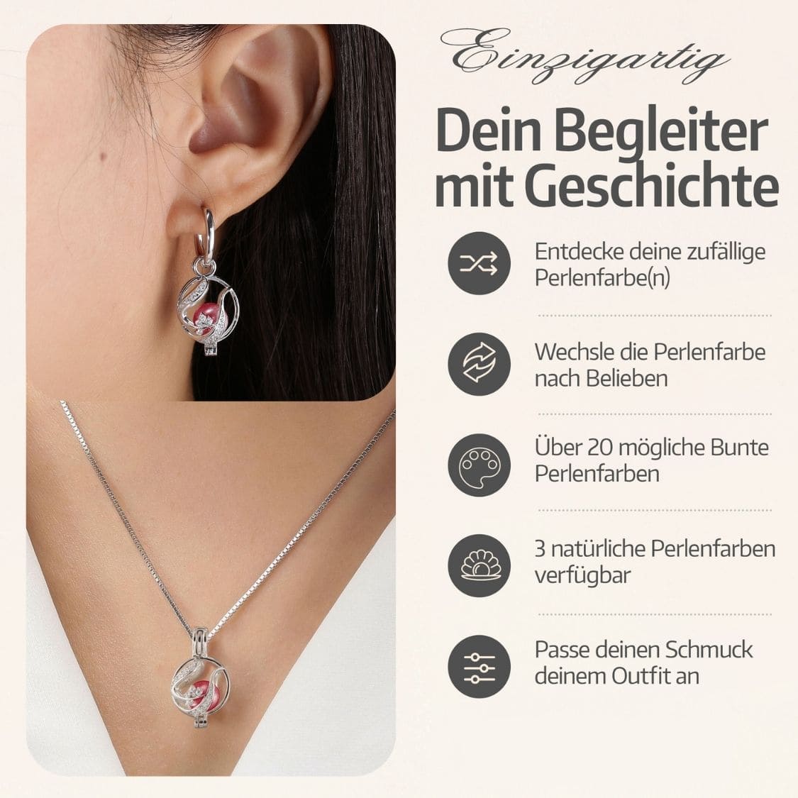 Collier &amp; boucles d'oreilles fleuries + 3 huîtres