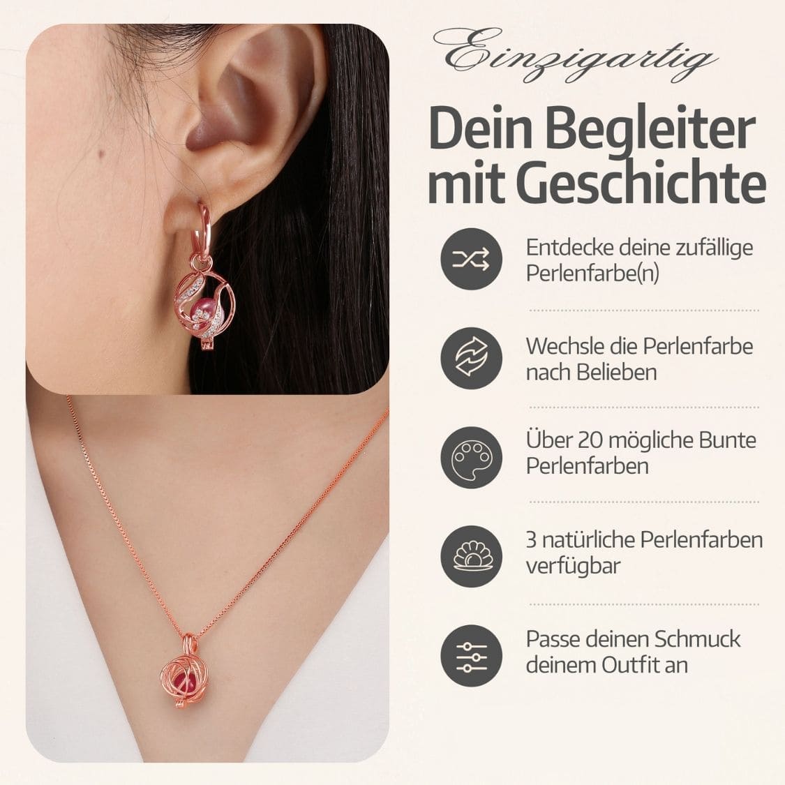 Collier &amp; boucles d'oreilles fleuries + 3 huîtres