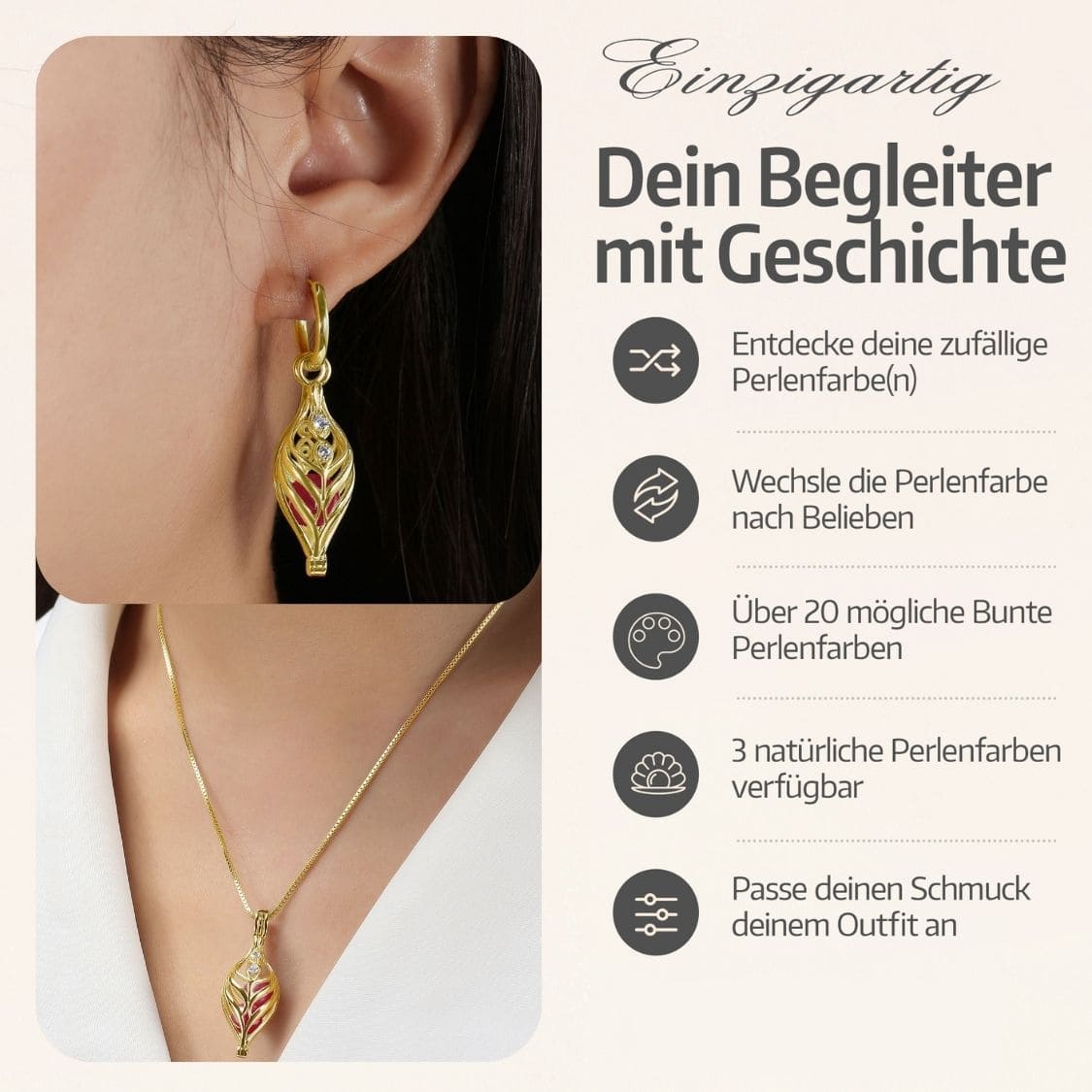 Set Dualis Collier & Boucles d'oreilles + 4 huîtres.
