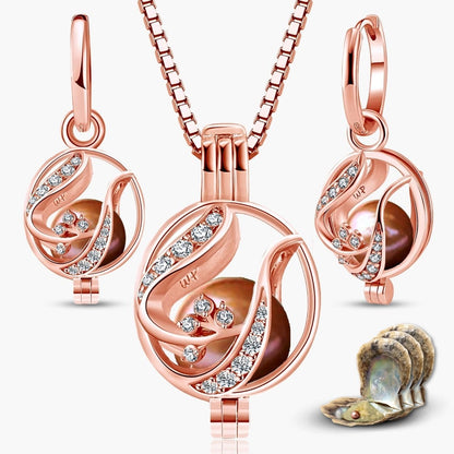 Collier &amp; boucles d'oreilles fleuries + 3 huîtres