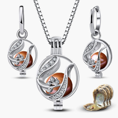 Collier &amp; boucles d'oreilles fleuries + 3 huîtres